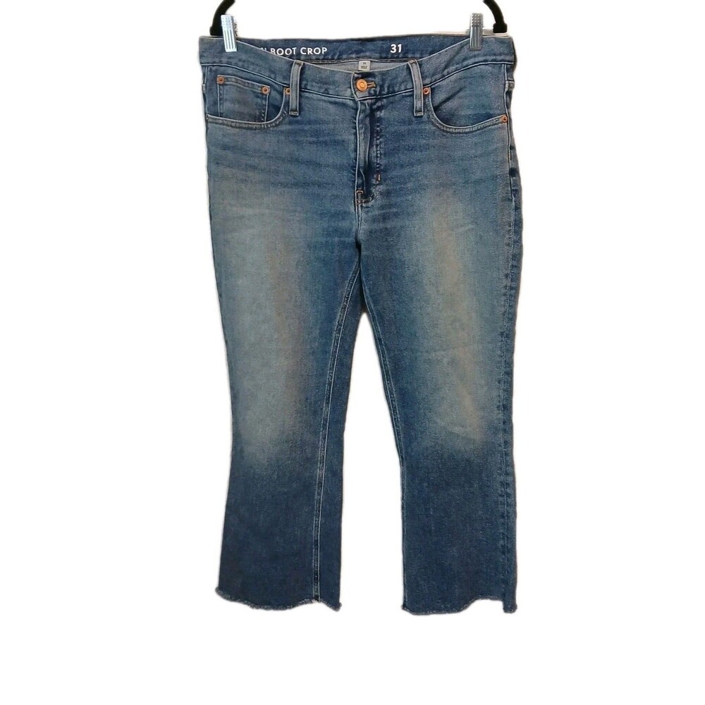 J.Crew‎ Women Jeans Demi Boot Cut Sz 31 Stretch Kick Crop Raw Hem 36x24 BD394